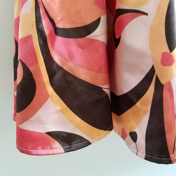 Apt. 9 Stretch Silk-Look Fully Lined Skirt Size 6 Peach and Brown - Beautiful! - Picture 10 of 16